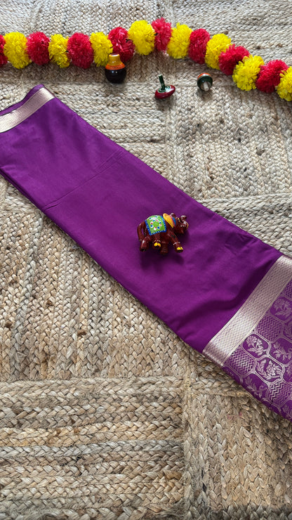 Semi Silk Brocade Half and Half Purple