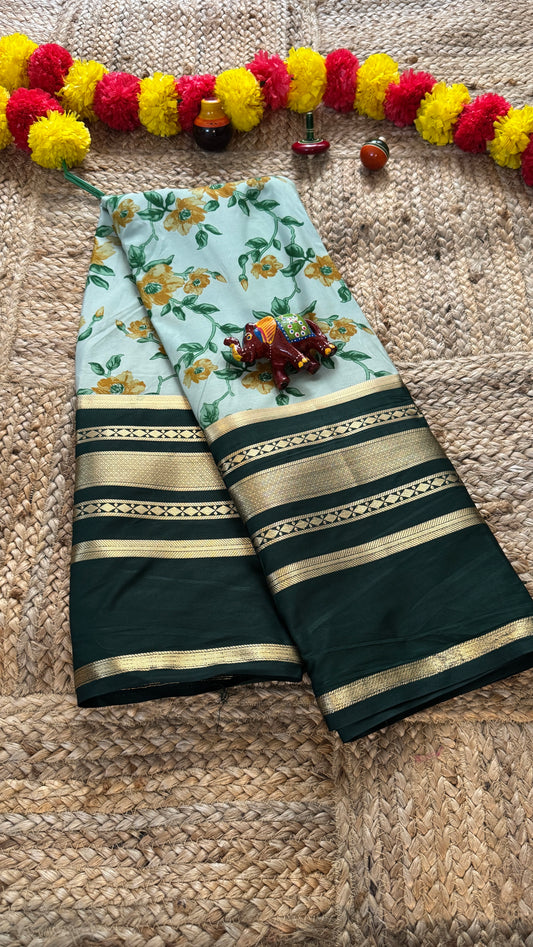 Digital Print 2D Saree - Green