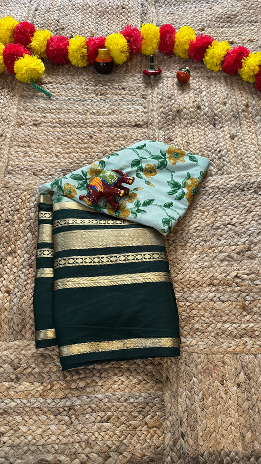 Digital Print 2D Saree - Green