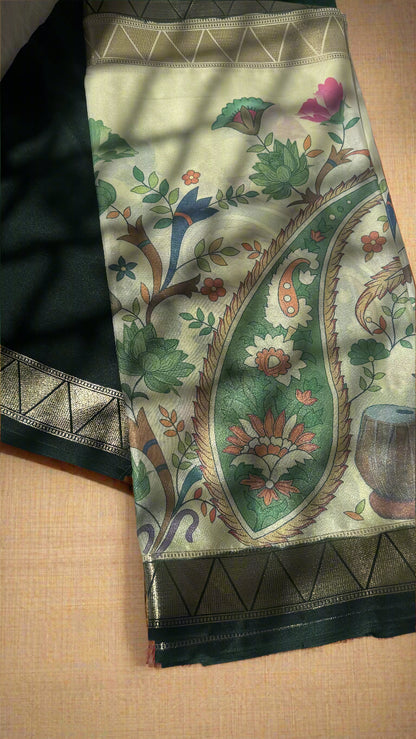 Kalamakari Dark Green and Cream