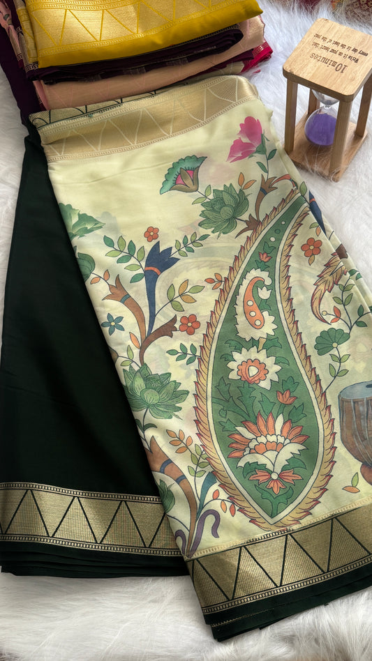 Kalamakari Dark Green and Cream