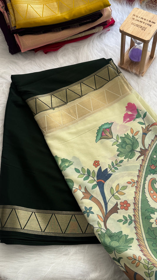 Kalamakari Dark Green and Cream