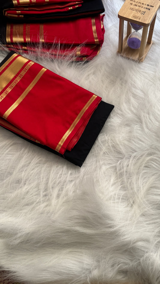 Semi Silk Saree - Bentex Boarder Black & Pink