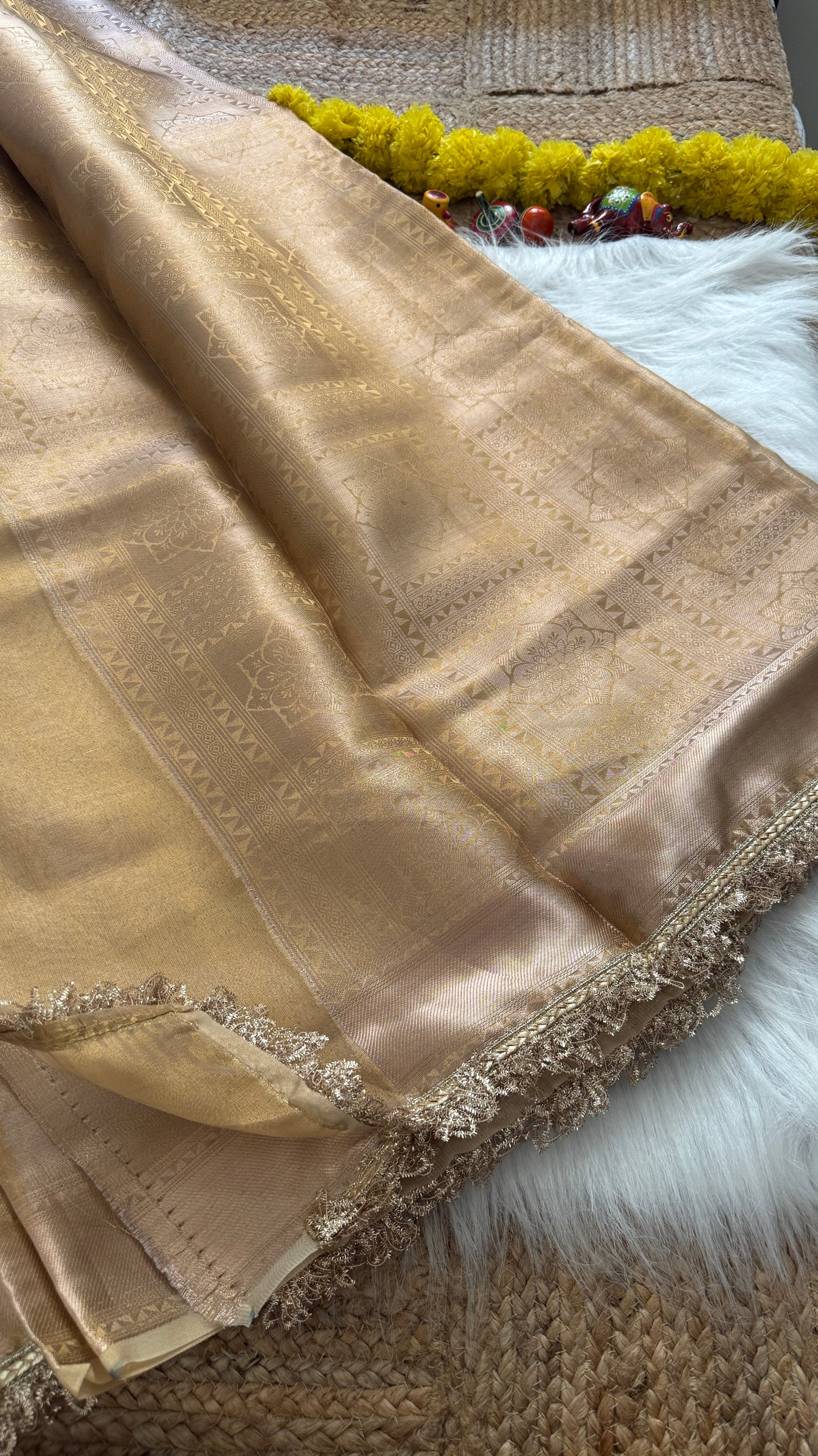 Banarasi Handloom Tissue Silk Saree GOLD
