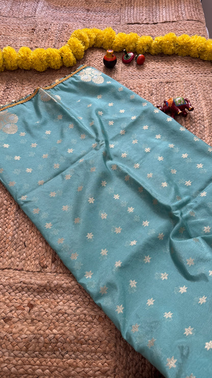 Banarasi Handloom Soft Tissue Silk Saree - Teal