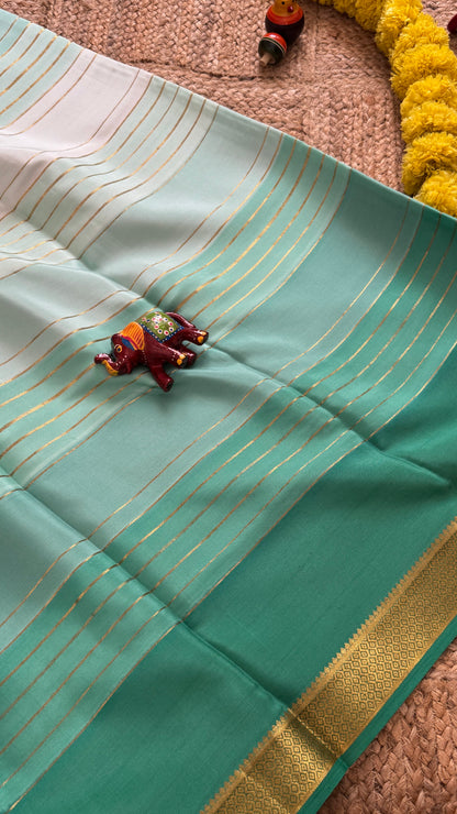 Pure Mysore Silk Sarees - Bespoke Drapes - Green and Light Green