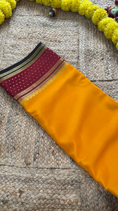 Pure Mysore Silk - Bespoke Drapes - Mustard Yellow & Maroon & Black