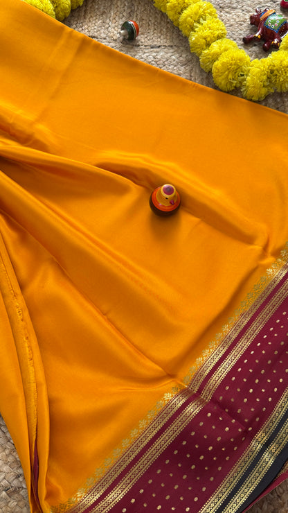 Pure Mysore Silk - Bespoke Drapes - Mustard Yellow & Maroon & Black