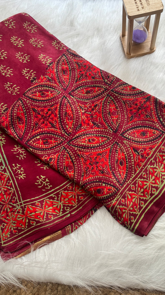 Navami Modal Silk Saree - RED