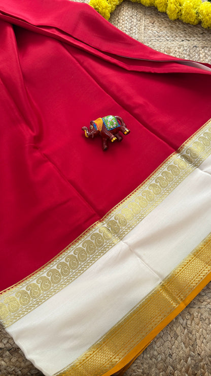 Pure Mysore Silk - Bespoke Drapes - Red & White & Orange
