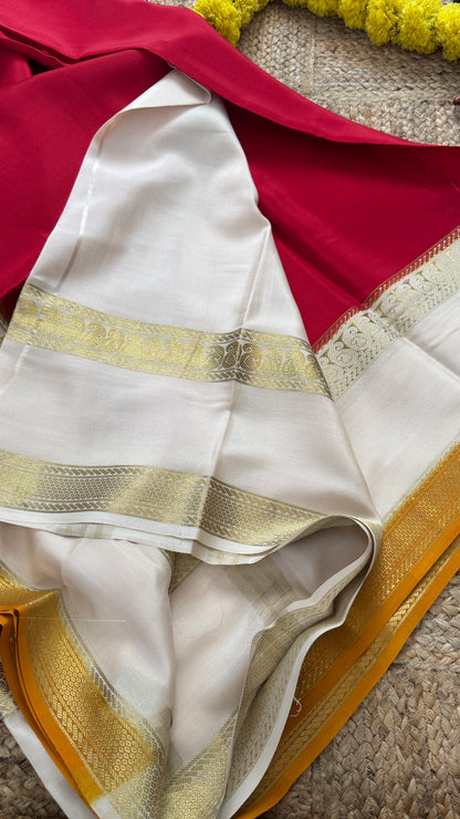 Pure Mysore Silk - Bespoke Drapes - Red & White & Orange