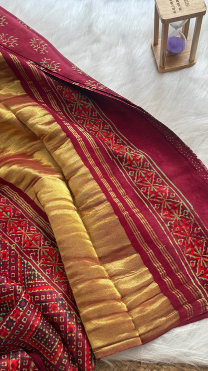 Navami Modal Silk Saree - RED