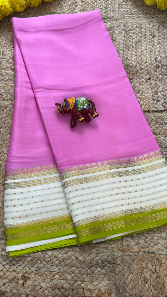 Pure Mysore Silk - Bespoke Drapes - Baby Pink & White & Light Green