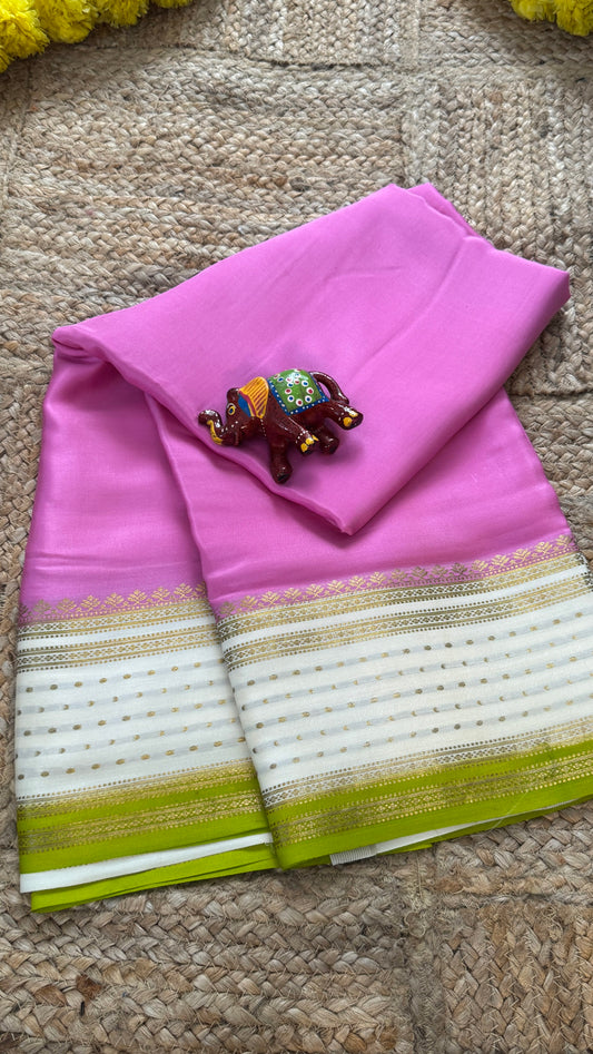 Pure Mysore Silk - Bespoke Drapes - Baby Pink & White & Light Green