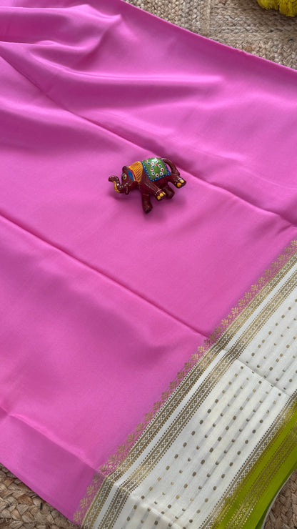 Pure Mysore Silk - Bespoke Drapes - Baby Pink & White & Light Green