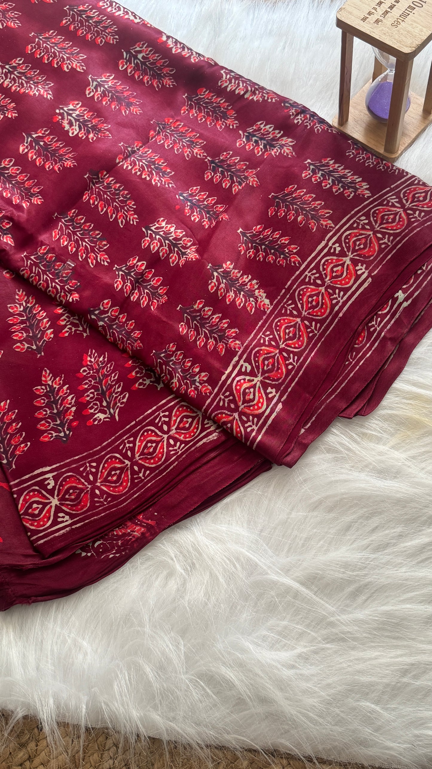 Navami Modal Silk Saree - Maroon