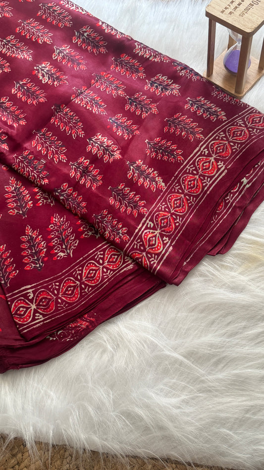 Navami Modal Silk Saree - Maroon