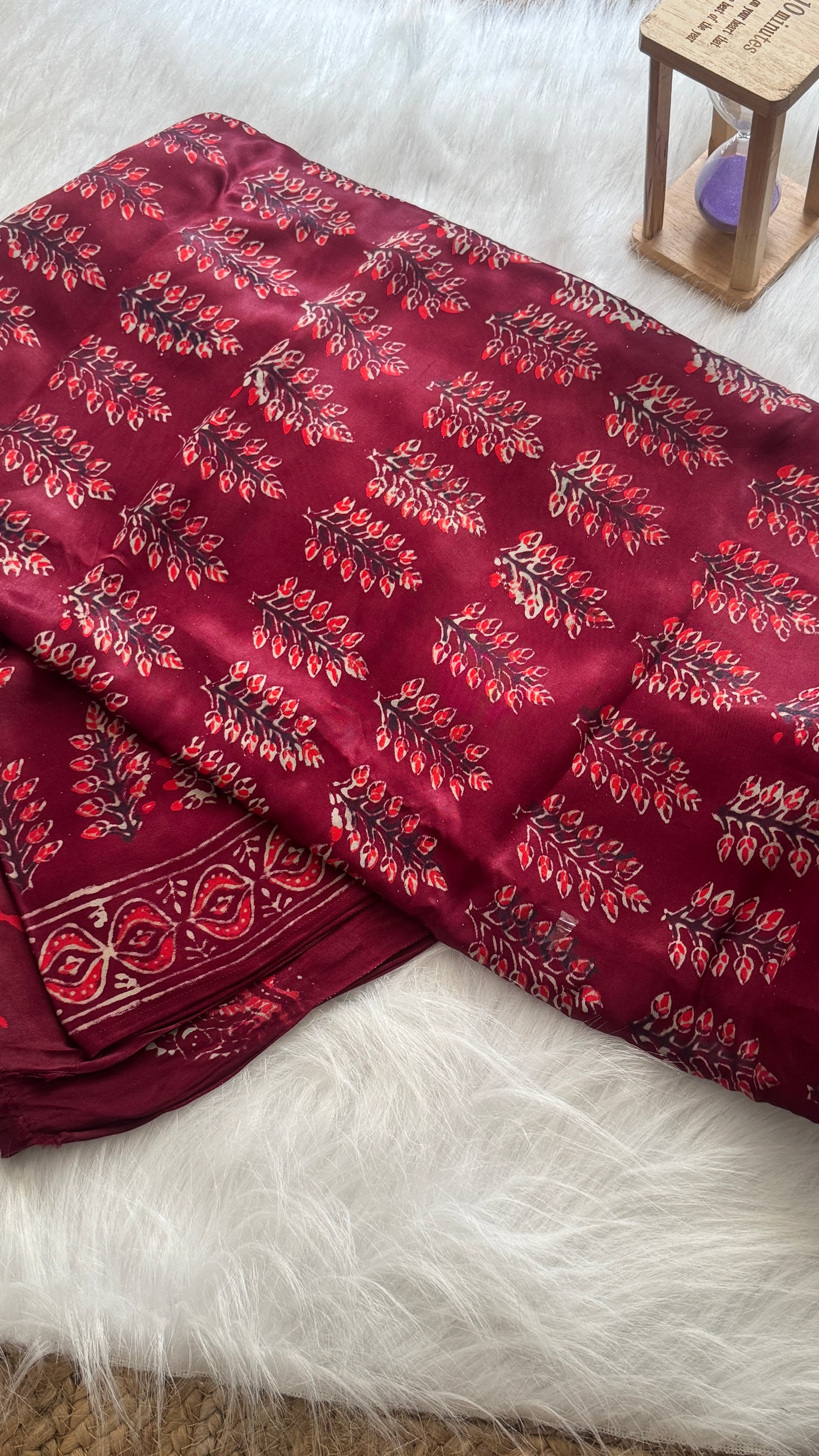 Navami Modal Silk Saree - Maroon