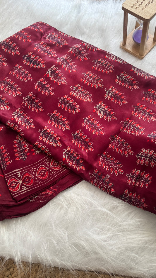 Navami Modal Silk Saree - Maroon