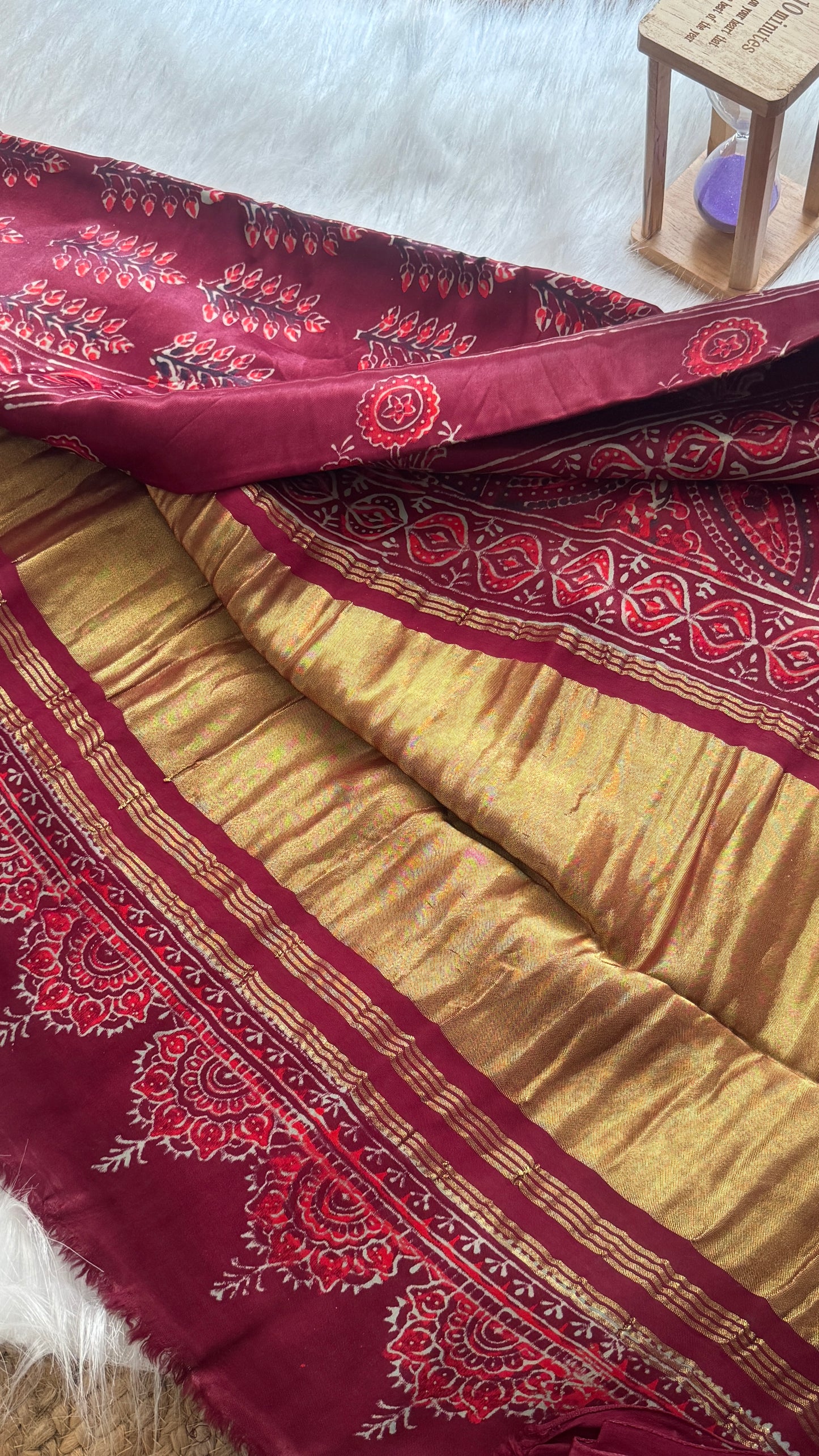 Navami Modal Silk Saree - Maroon