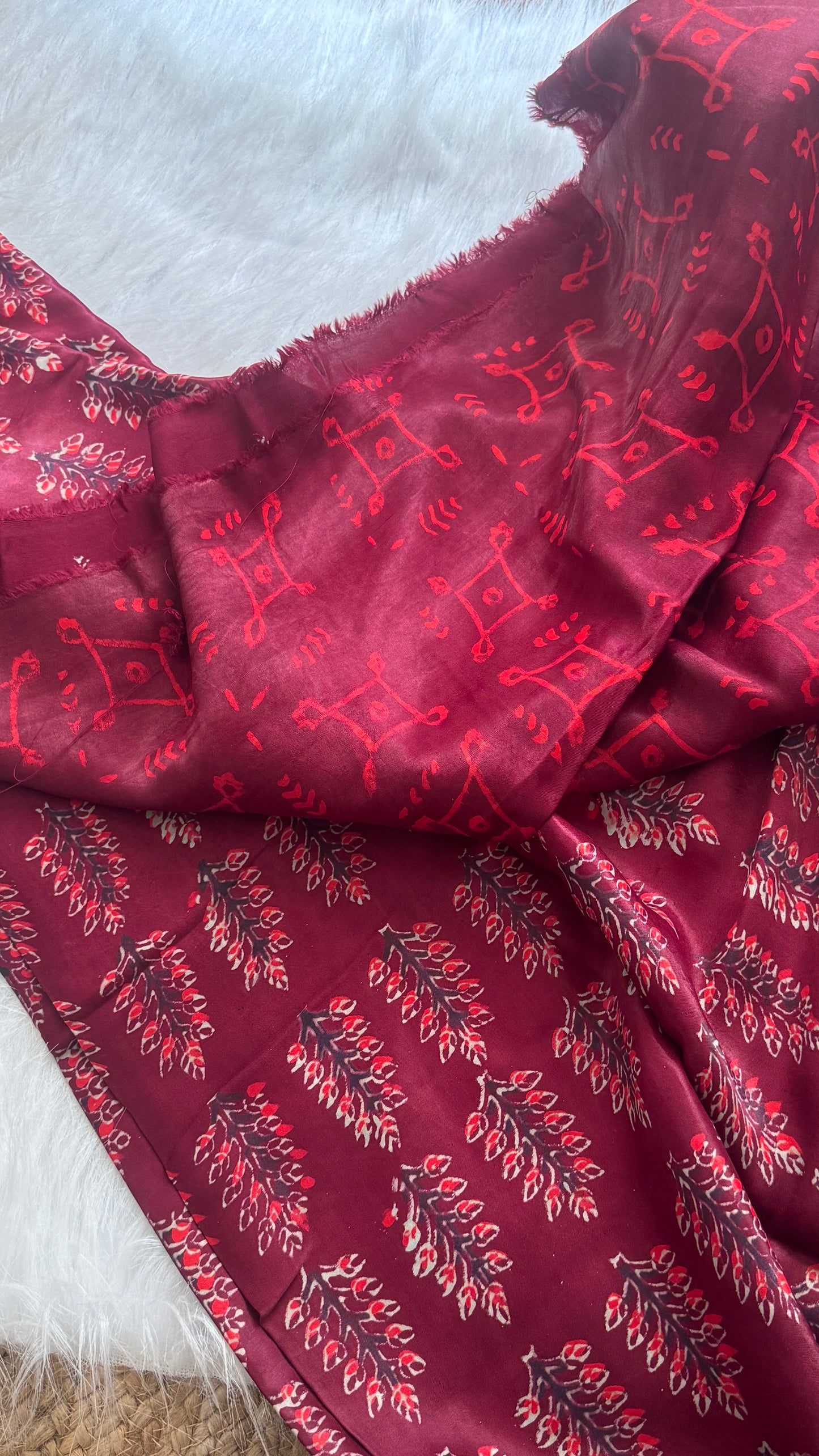 Navami Modal Silk Saree - Maroon