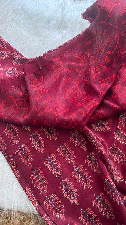 Navami Modal Silk Saree - Maroon