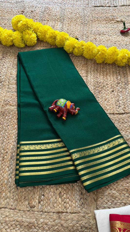 Mysore Silk Lite - Green with Piping Boarder