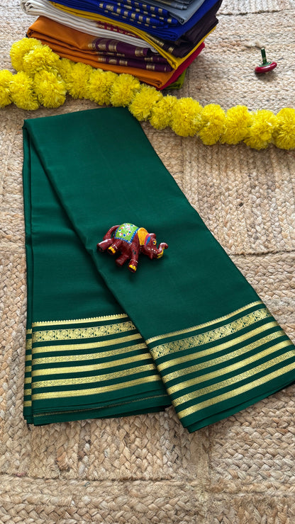 Mysore Silk Lite - Green with Piping Boarder