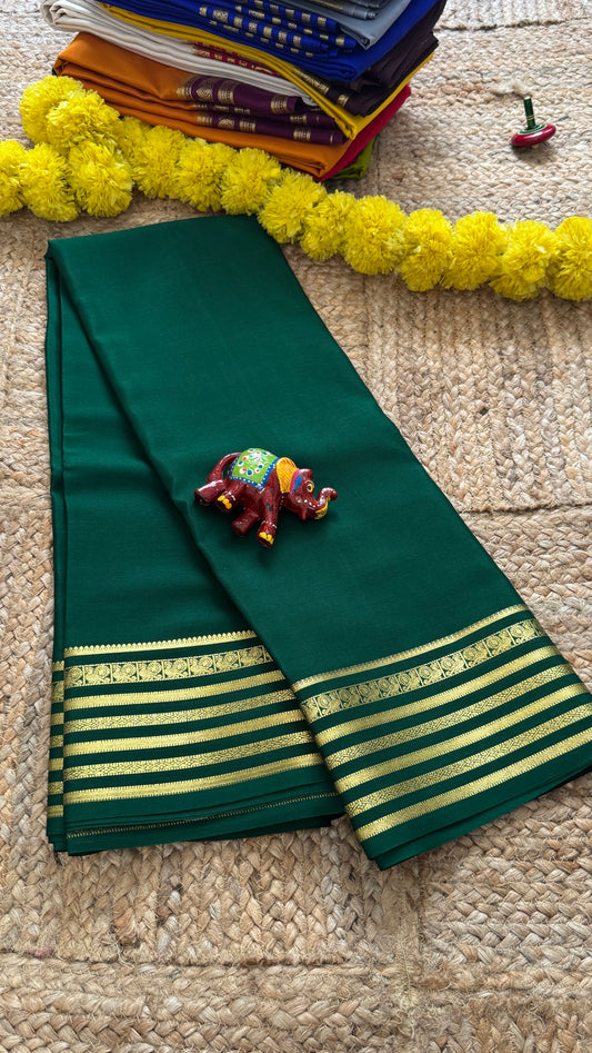 Mysore Silk Lite - Green with Piping Boarder