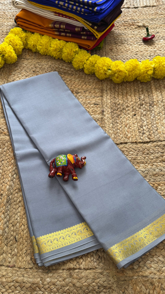 Mysore Silk Lite - Grey with small boarder