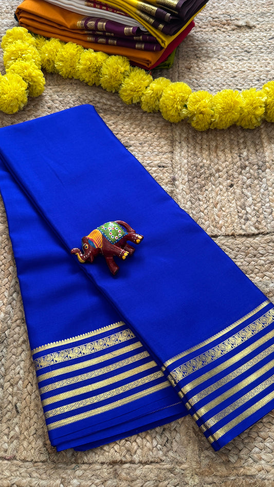 Mysore Silk Lite - Blue with Piping Boarder