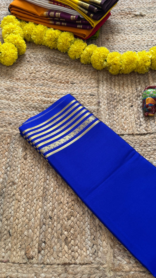 Mysore Silk Lite - Blue with Piping Boarder