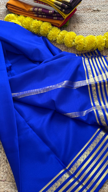 Mysore Silk Lite - Blue with Piping Boarder