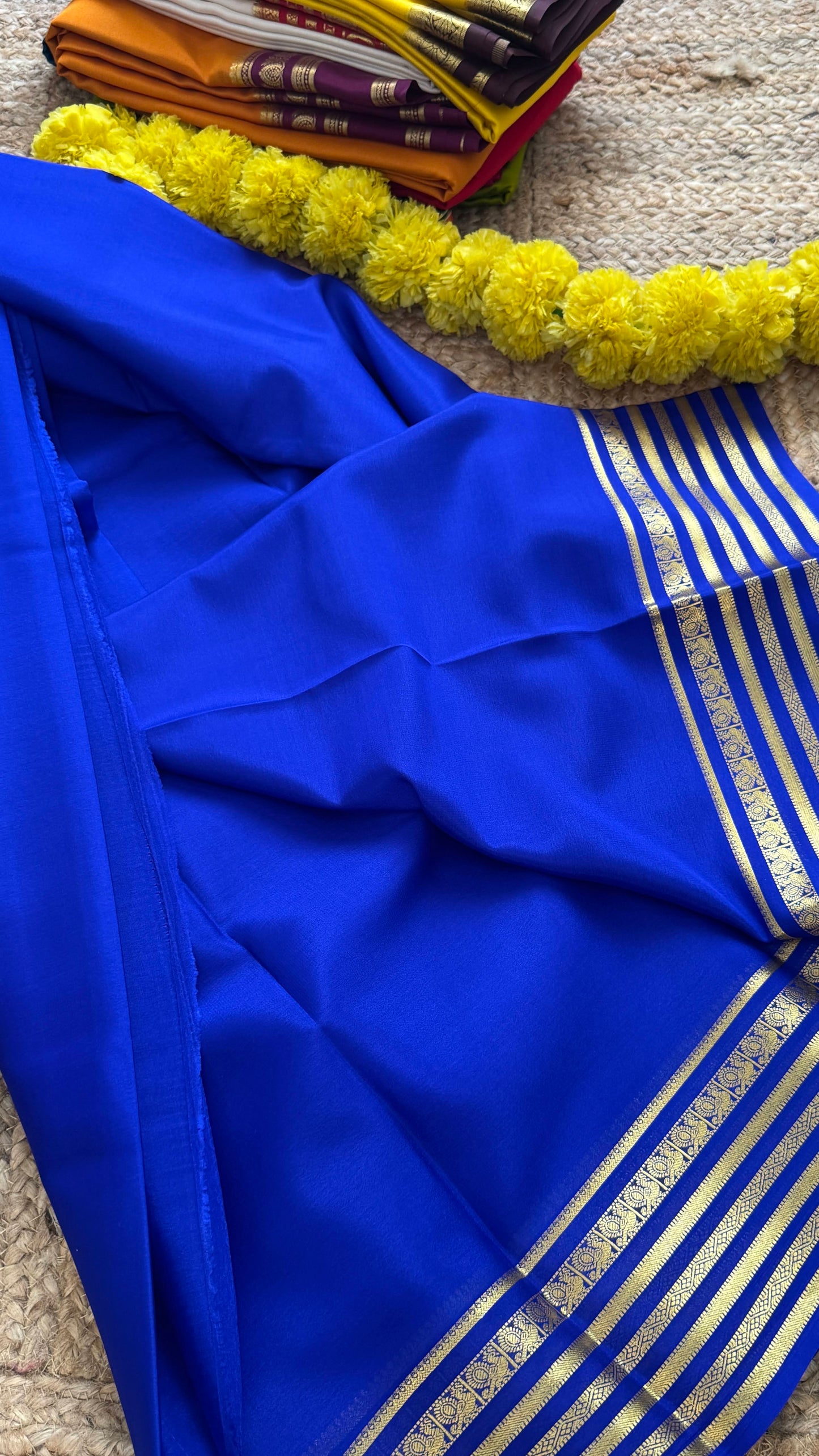 Mysore Silk Lite - Blue with Piping Boarder