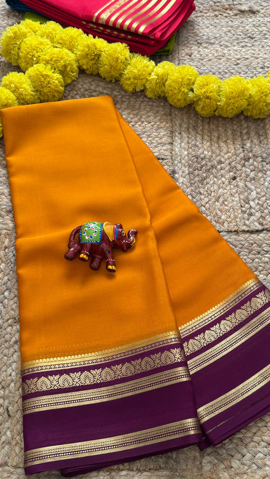 Mysore Silk Lite - Mustard Yellow and Maroon Baorder