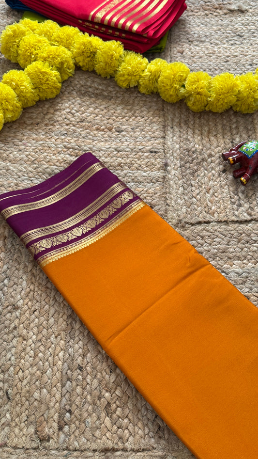Mysore Silk Lite - Mustard Yellow and Maroon Baorder