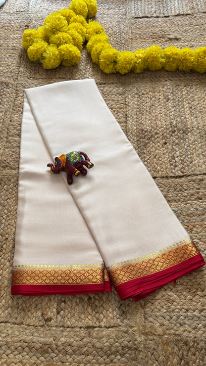 Mysore Silk Lite - White and Red Boarder