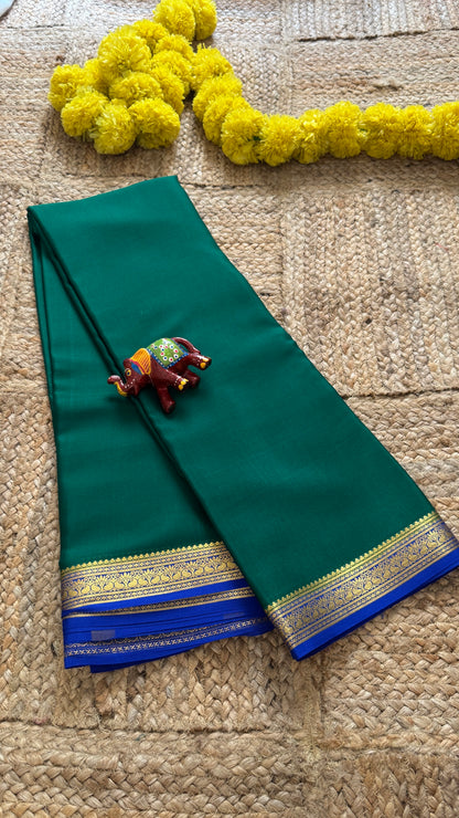 Mysore Silk Lite - Green and Blue Boarder