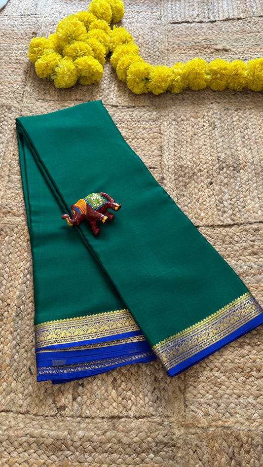 Mysore Silk Lite - Green and Blue Boarder