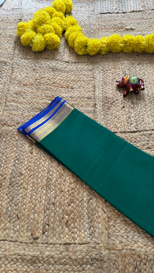 Mysore Silk Lite - Green and Blue Boarder