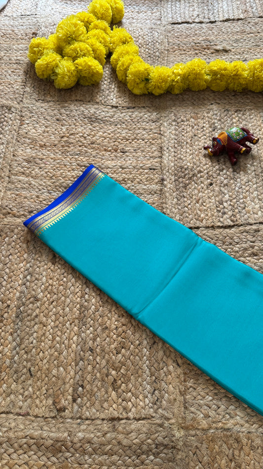 Mysore Silk Lite -Sky Blue and Royal Blue Boarder