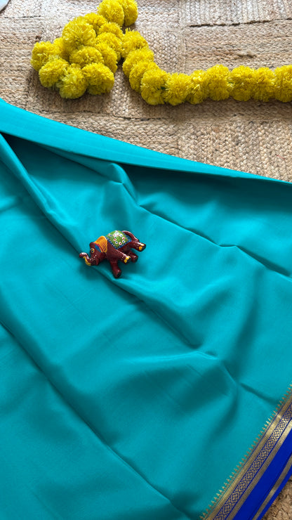 Mysore Silk Lite -Sky Blue and Royal Blue Boarder