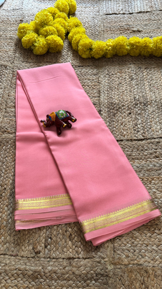 Mysore Silk Lite - Peach with small boarder