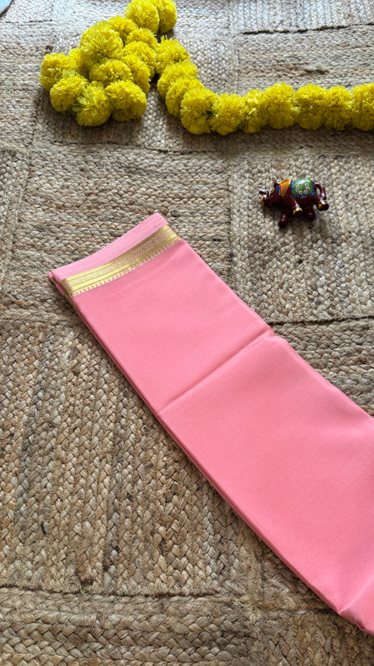 Mysore Silk Lite - Peach with small boarder