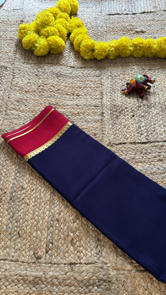 Mysore Silk Lite - Navy Blue and Maroon Boarder