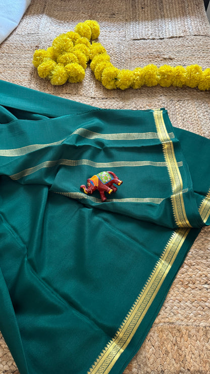 Mysore Silk Lite - Green with Small Boarder