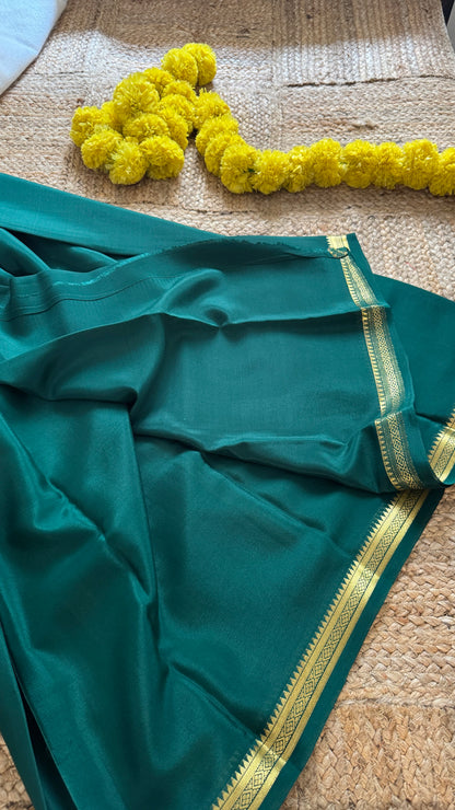 Mysore Silk Lite - Green with Small Boarder