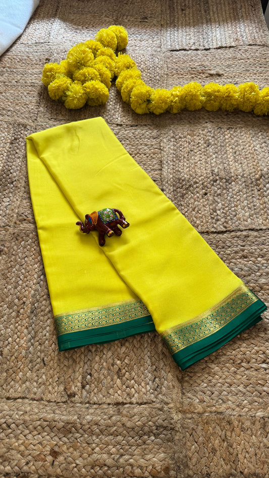 Mysore Silk Lite - Yellow and Green Boarder