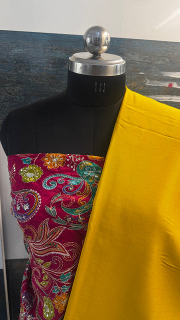 Designer Blouse Fabric - Crepe Silk Pink