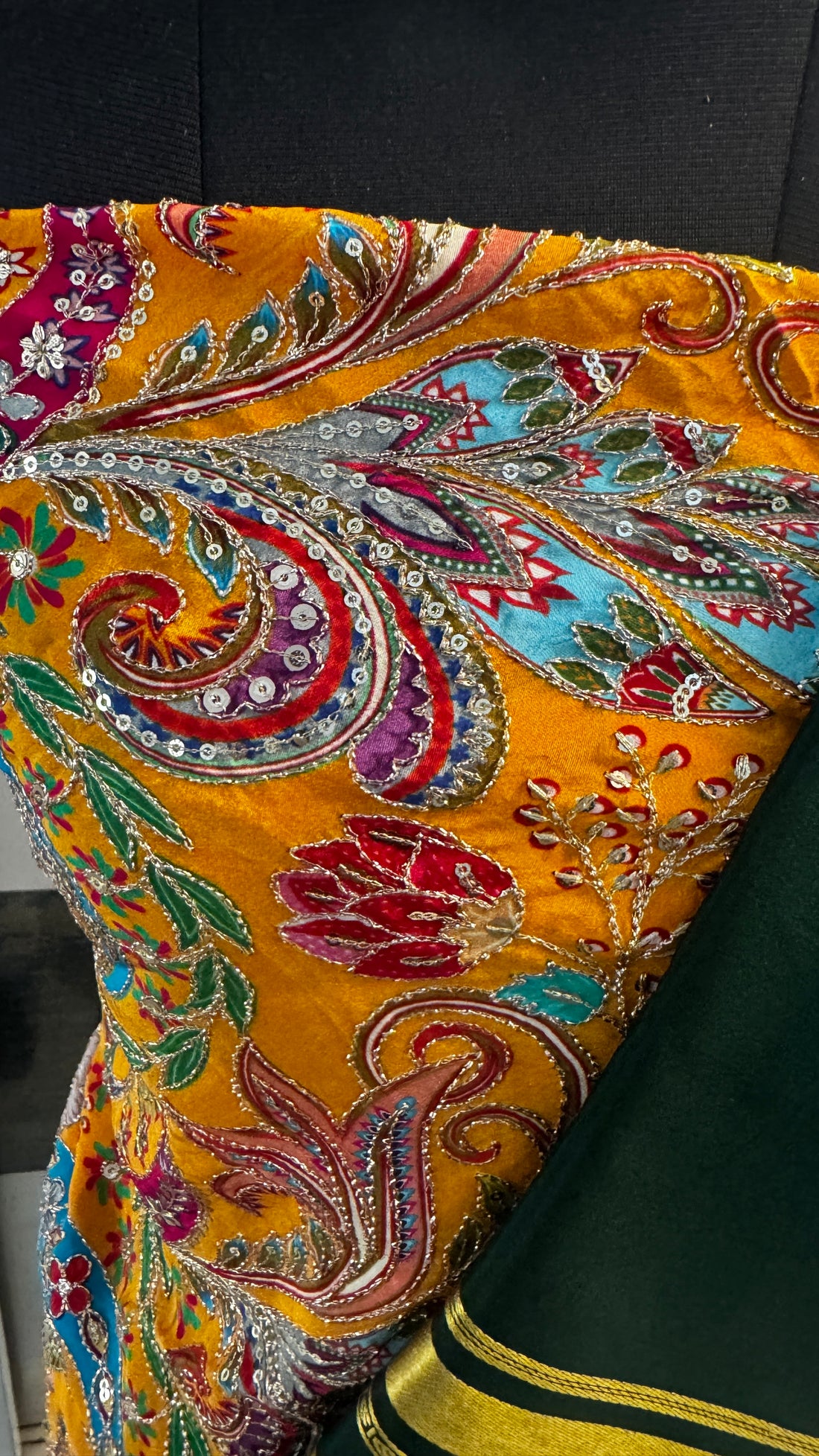Designer Blouse Fabric - Crepe Silk Mustard Yellow1